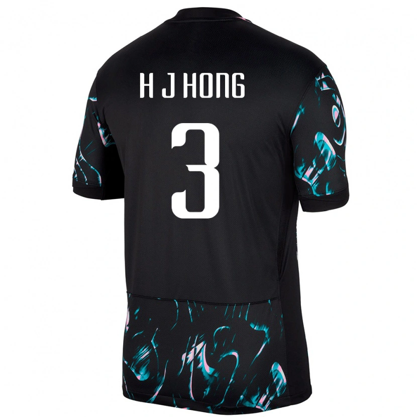 Danxen Herren Südkorea Hong Hye Ji #3 Schwarz Auswärtstrikot Trikot 24-26 T-Shirt Schweiz