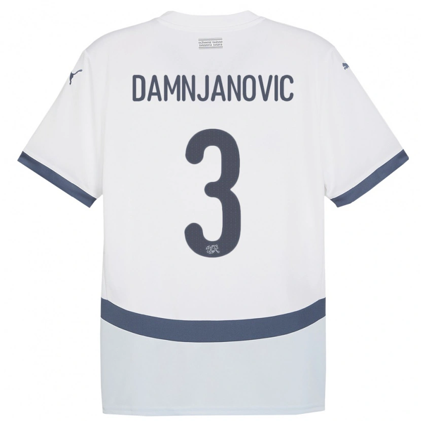 Danxen Herren Schweiz Lazar Damnjanovic #3 Weiß Auswärtstrikot Trikot 24-26 T-Shirt Schweiz