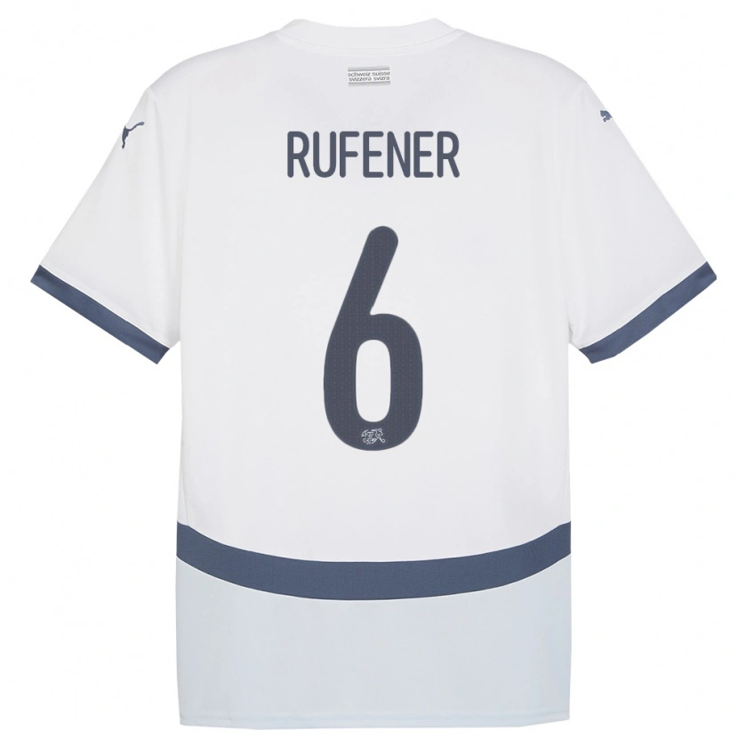 Danxen Herren Schweiz Elio Rufener #6 Weiß Auswärtstrikot Trikot 24-26 T-Shirt Schweiz