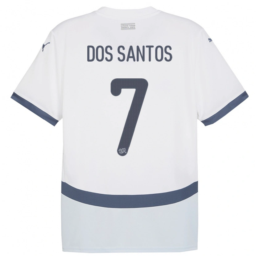 Danxen Herren Schweiz Daniel Dos Santos #7 Weiß Auswärtstrikot Trikot 24-26 T-Shirt Schweiz