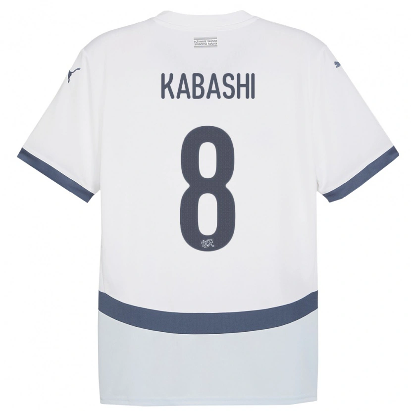Danxen Herren Schweiz Leart Kabashi #8 Weiß Auswärtstrikot Trikot 24-26 T-Shirt Schweiz