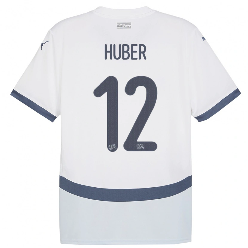 Danxen Herren Schweiz Silas Huber #12 Weiß Auswärtstrikot Trikot 24-26 T-Shirt Schweiz