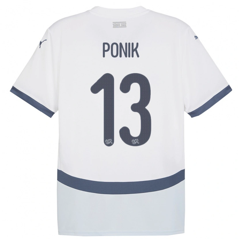 Danxen Herren Schweiz Gentian Ponik #13 Weiß Auswärtstrikot Trikot 24-26 T-Shirt Schweiz
