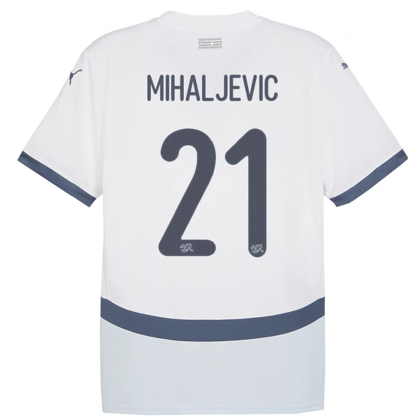 Danxen Herren Schweiz Mark Mihaljevic #21 Weiß Auswärtstrikot Trikot 24-26 T-Shirt Schweiz