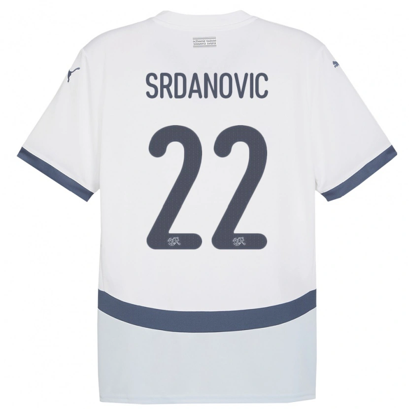 Danxen Herren Schweiz Loun Srdanovic #22 Weiß Auswärtstrikot Trikot 24-26 T-Shirt Schweiz