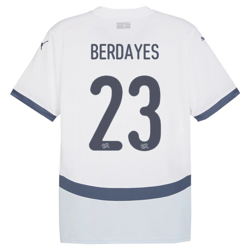 Danxen Herren Schweiz Théo Berdayes #23 Weiß Auswärtstrikot Trikot 24-26 T-Shirt Schweiz