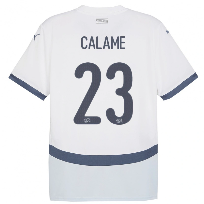 Danxen Herren Schweiz Marouane Calame #23 Weiß Auswärtstrikot Trikot 24-26 T-Shirt Schweiz