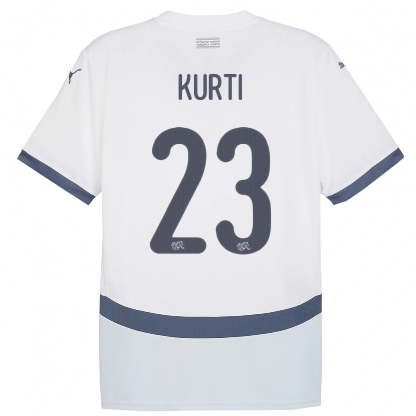 Danxen Herren Schweiz Elias Kurti #23 Weiß Auswärtstrikot Trikot 24-26 T-Shirt Schweiz