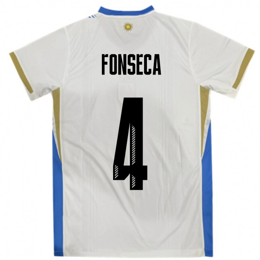 Danxen Herren Uruguay Nicolás Fonseca #4 Weiß Blau Auswärtstrikot Trikot 24-26 T-Shirt Schweiz