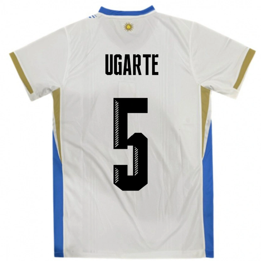 Danxen Herren Uruguay Manuel Ugarte #5 Weiß Blau Auswärtstrikot Trikot 24-26 T-Shirt Schweiz