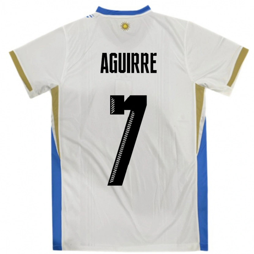 Danxen Herren Uruguay Rodrigo Aguirre #7 Weiß Blau Auswärtstrikot Trikot 24-26 T-Shirt Schweiz