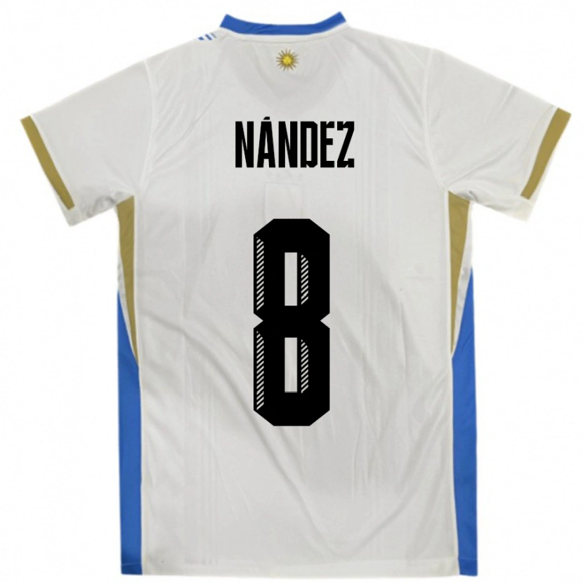 Danxen Herren Uruguay Nahitan Nández #8 Weiß Blau Auswärtstrikot Trikot 24-26 T-Shirt Schweiz