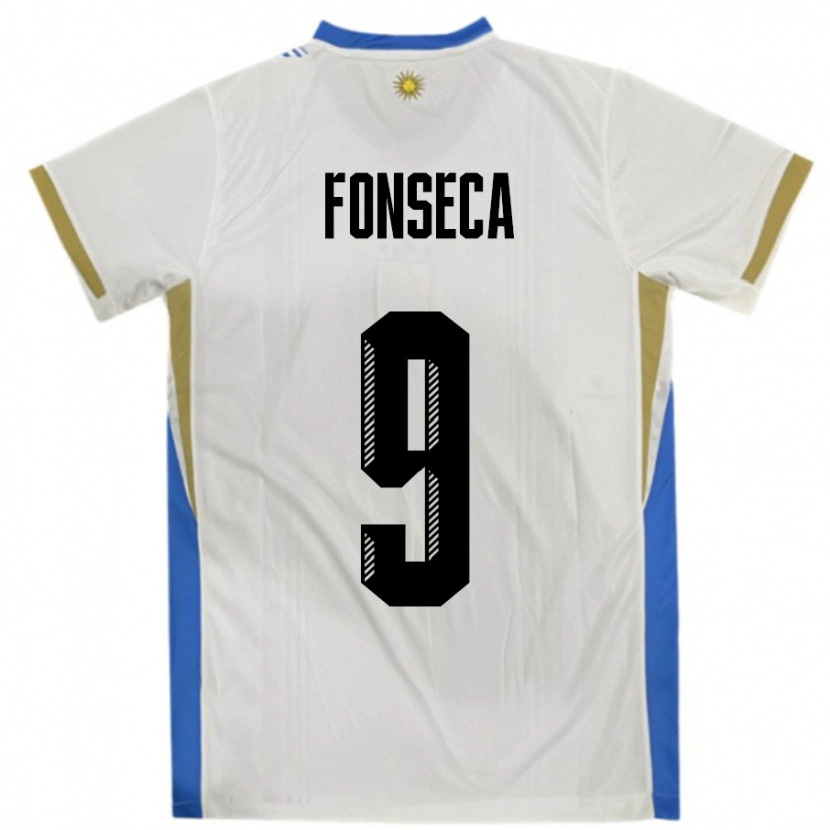 Danxen Herren Uruguay Matías Fonseca #9 Weiß Blau Auswärtstrikot Trikot 24-26 T-Shirt Schweiz