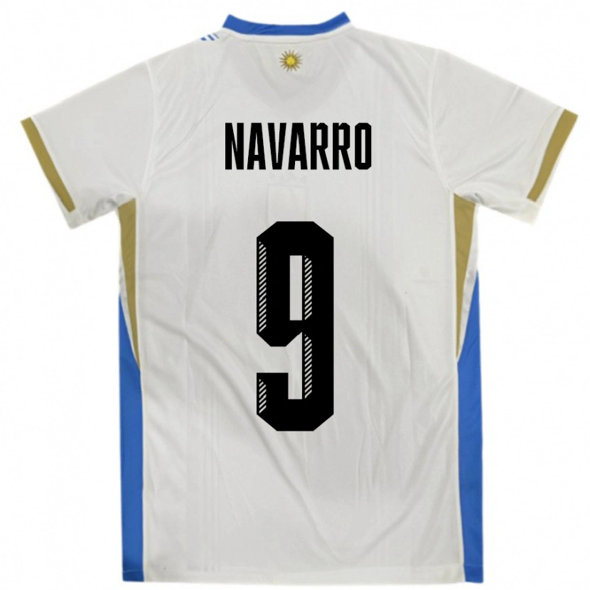 Danxen Herren Uruguay Lautaro Navarro #9 Weiß Blau Auswärtstrikot Trikot 24-26 T-Shirt Schweiz