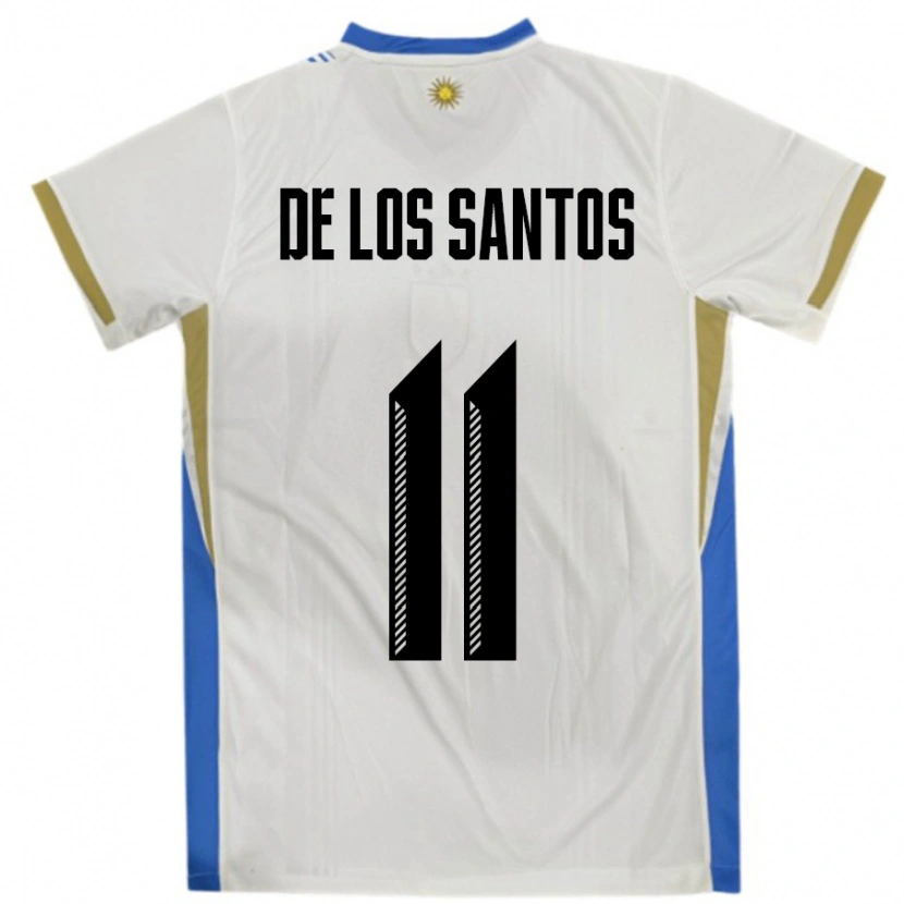Danxen Herren Uruguay Juan Cruz De Los Santos #11 Weiß Blau Auswärtstrikot Trikot 24-26 T-Shirt Schweiz