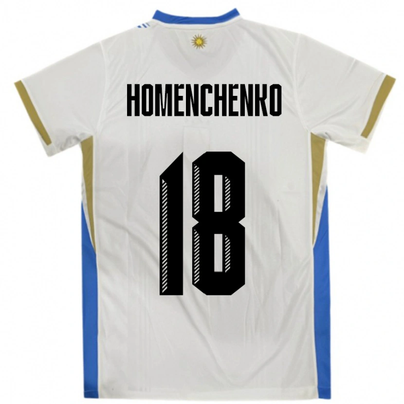 Danxen Herren Uruguay Santiago Homenchenko #18 Weiß Blau Auswärtstrikot Trikot 24-26 T-Shirt Schweiz