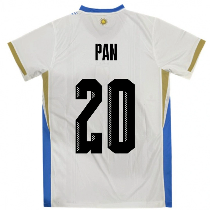 Danxen Herren Uruguay Gonzalo Pan #20 Weiß Blau Auswärtstrikot Trikot 24-26 T-Shirt Schweiz