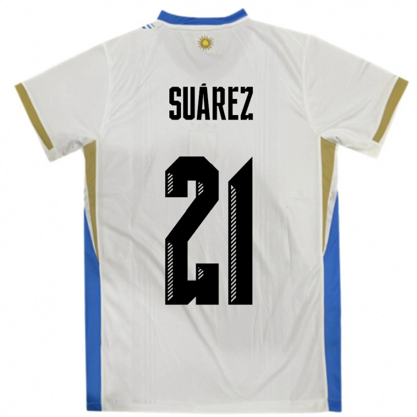 Danxen Herren Uruguay Pablo Suárez #21 Weiß Blau Auswärtstrikot Trikot 24-26 T-Shirt Schweiz