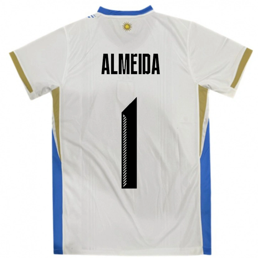 Danxen Herren Uruguay Martin Almeida #1 Weiß Blau Auswärtstrikot Trikot 24-26 T-Shirt Schweiz