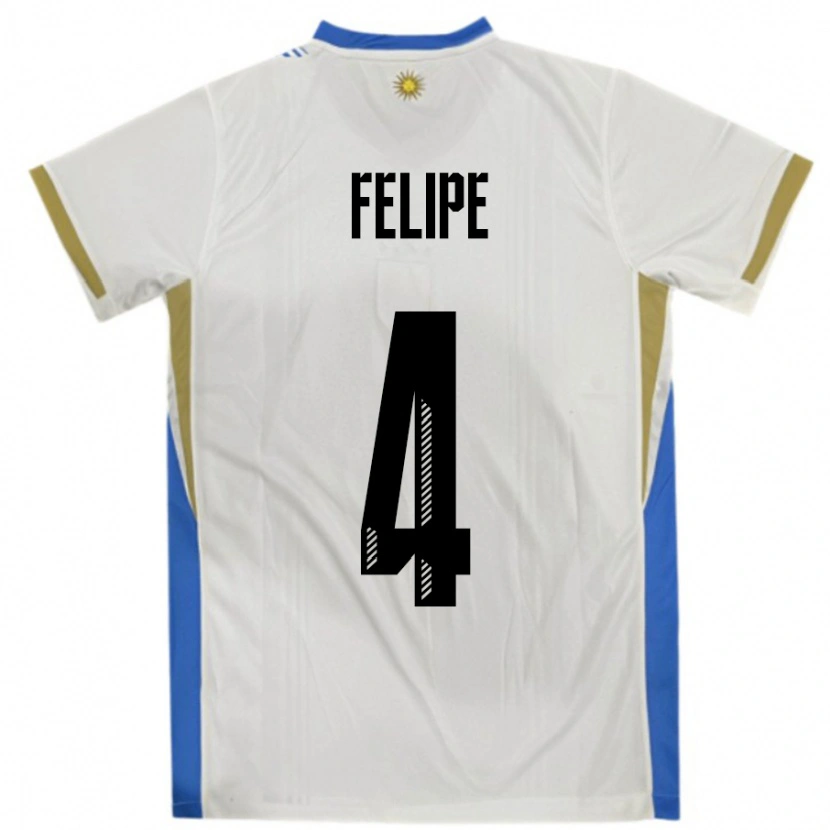 Danxen Herren Uruguay Laura Felipe #4 Weiß Blau Auswärtstrikot Trikot 24-26 T-Shirt Schweiz
