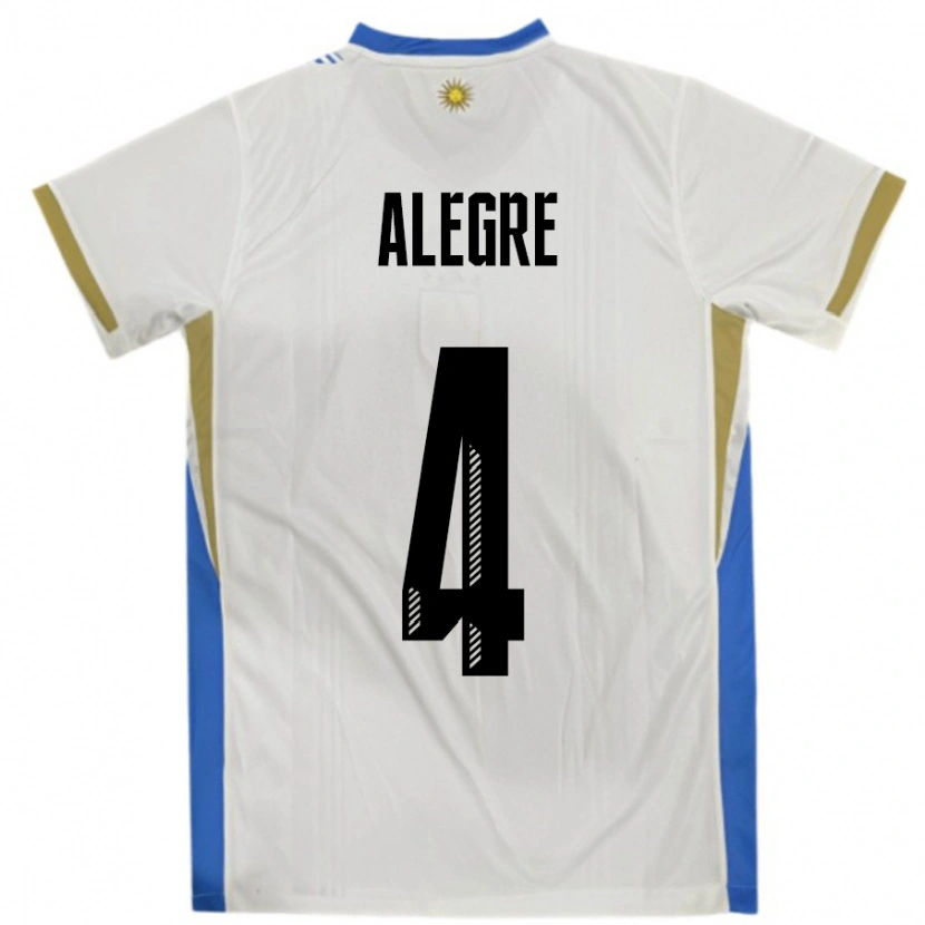 Danxen Herren Uruguay Ignacio Alegre #4 Weiß Blau Auswärtstrikot Trikot 24-26 T-Shirt Schweiz