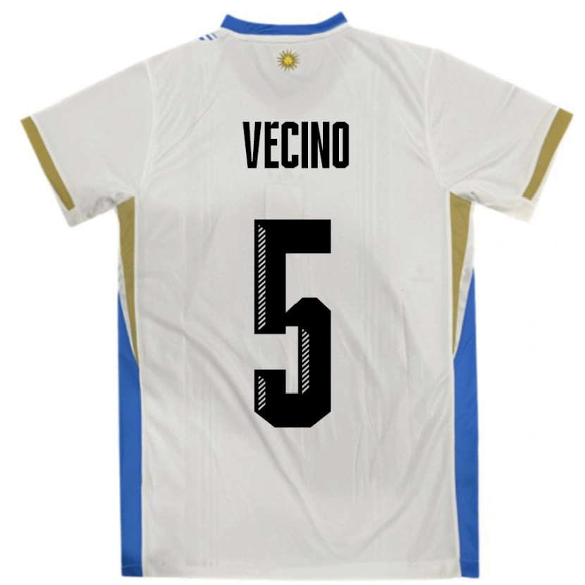 Danxen Herren Uruguay Matias Vecino #5 Weiß Blau Auswärtstrikot Trikot 24-26 T-Shirt Schweiz