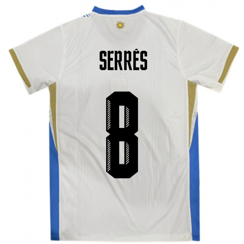 Danxen Herren Uruguay Felipe Serres #8 Weiß Blau Auswärtstrikot Trikot 24-26 T-Shirt Schweiz