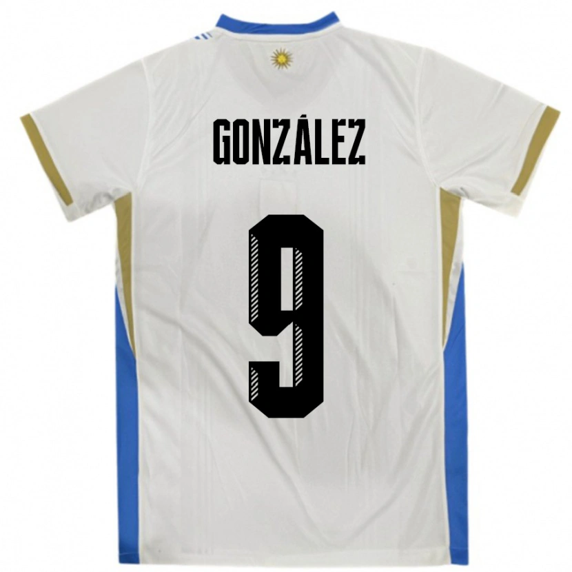 Danxen Herren Uruguay Pamela Gonzalez #9 Weiß Blau Auswärtstrikot Trikot 24-26 T-Shirt Schweiz