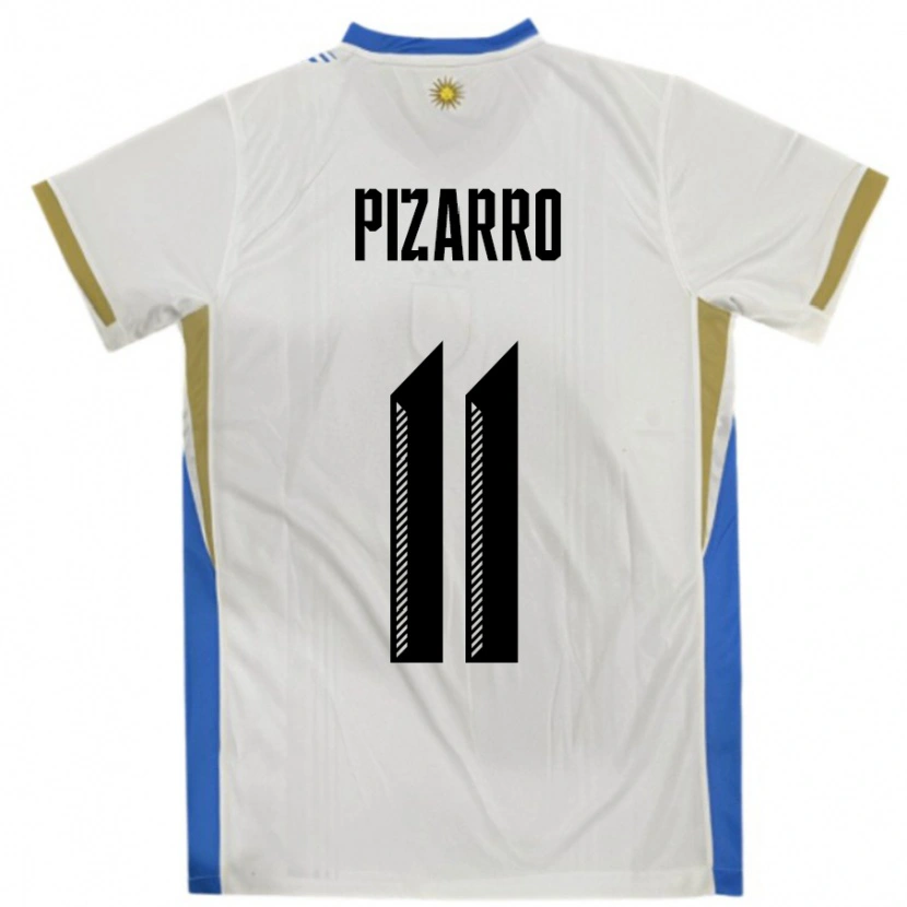 Danxen Herren Uruguay Esperanza Pizarro #11 Weiß Blau Auswärtstrikot Trikot 24-26 T-Shirt Schweiz