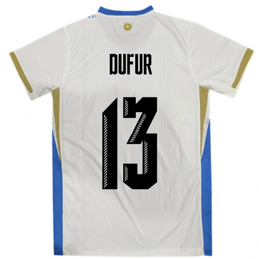 Danxen Herren Uruguay Lautaro Dufur #13 Weiß Blau Auswärtstrikot Trikot 24-26 T-Shirt Schweiz