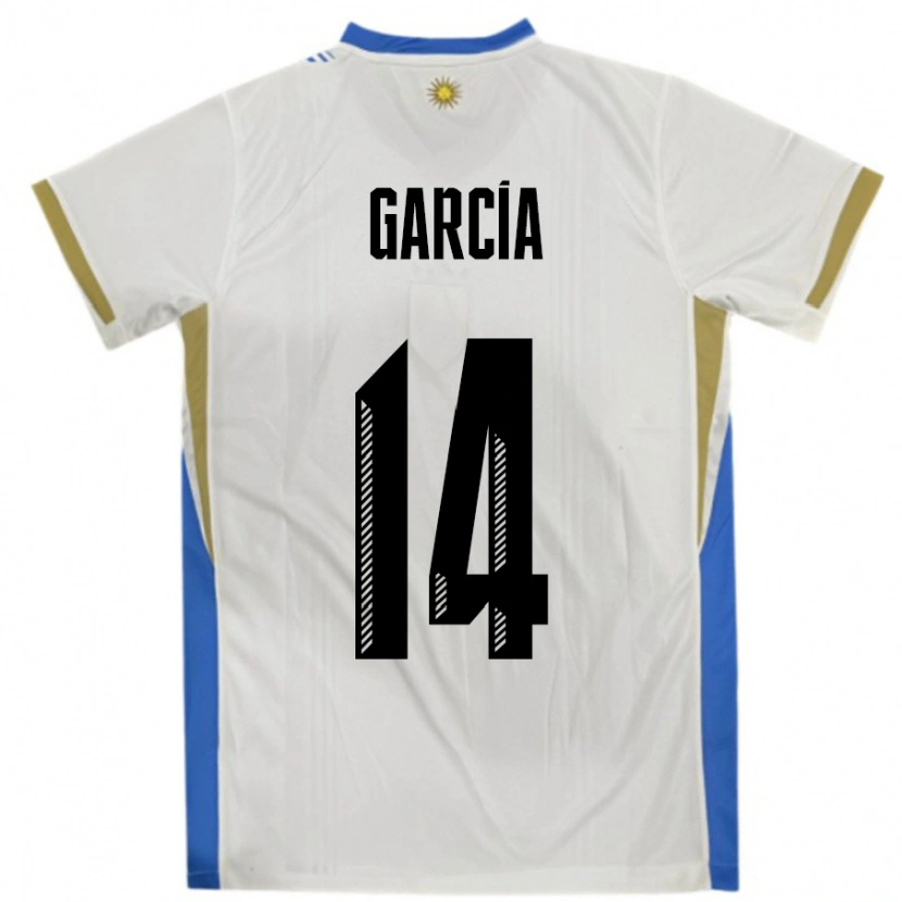 Danxen Herren Uruguay Damian Garcia #14 Weiß Blau Auswärtstrikot Trikot 24-26 T-Shirt Schweiz