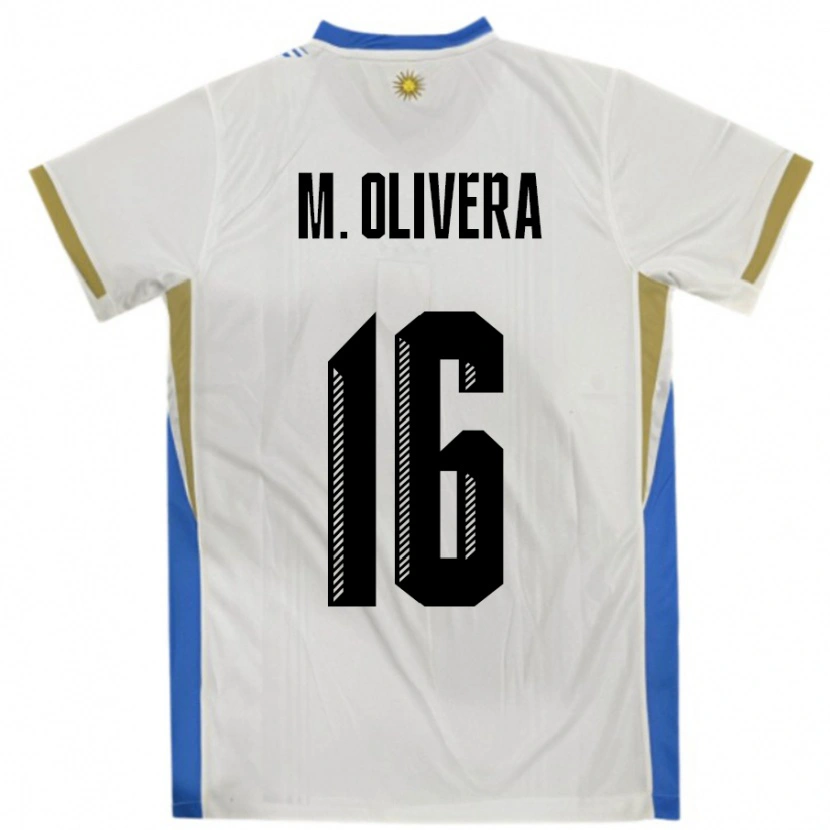 Danxen Herren Uruguay Mathias Olivera #16 Weiß Blau Auswärtstrikot Trikot 24-26 T-Shirt Schweiz