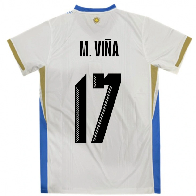 Danxen Herren Uruguay Matias Vina #17 Weiß Blau Auswärtstrikot Trikot 24-26 T-Shirt Schweiz