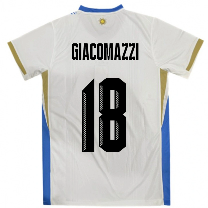 Danxen Herren Uruguay Sebastian Giacomazzi #18 Weiß Blau Auswärtstrikot Trikot 24-26 T-Shirt Schweiz