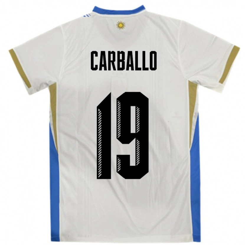 Danxen Herren Uruguay Wendy Carballo #19 Weiß Blau Auswärtstrikot Trikot 24-26 T-Shirt Schweiz