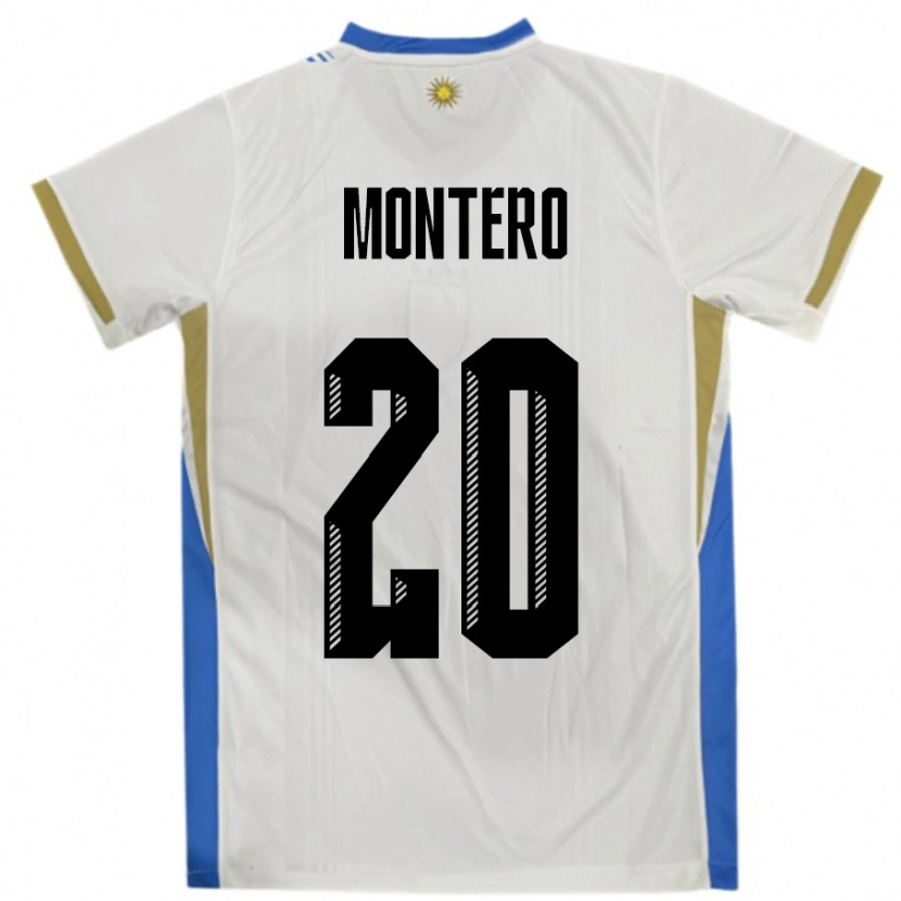 Danxen Herren Uruguay Alfonso Montero #20 Weiß Blau Auswärtstrikot Trikot 24-26 T-Shirt Schweiz