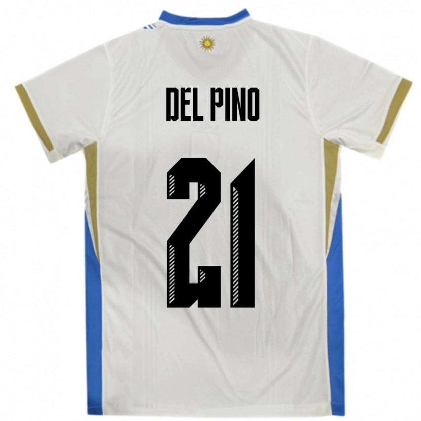 Danxen Herren Uruguay Emiliano Del Pino #21 Weiß Blau Auswärtstrikot Trikot 24-26 T-Shirt Schweiz