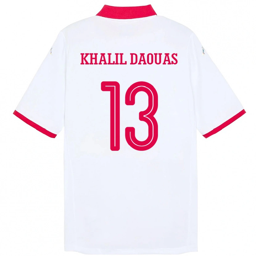 Danxen Herren Tunesien Mohamed Khalil Daouas #13 Weiß Auswärtstrikot Trikot 24-26 T-Shirt Schweiz