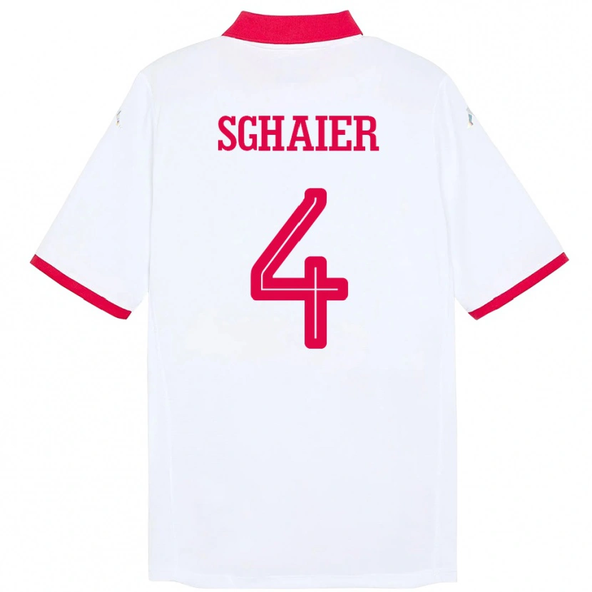 Danxen Herren Tunesien Makrem Sghaier #4 Weiß Auswärtstrikot Trikot 24-26 T-Shirt Schweiz