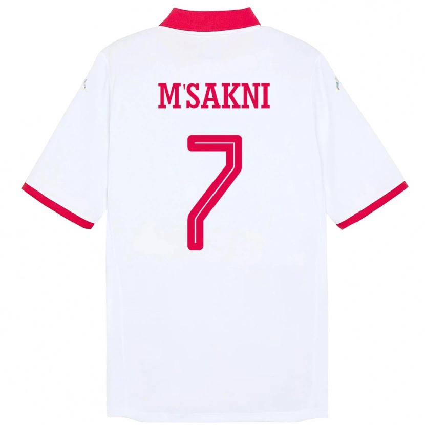 Danxen Herren Tunesien Youssef M Sakni #7 Weiß Auswärtstrikot Trikot 24-26 T-Shirt Schweiz