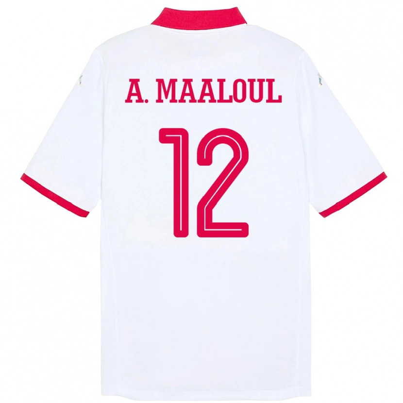 Danxen Herren Tunesien Ali Maaloul #12 Weiß Auswärtstrikot Trikot 24-26 T-Shirt Schweiz