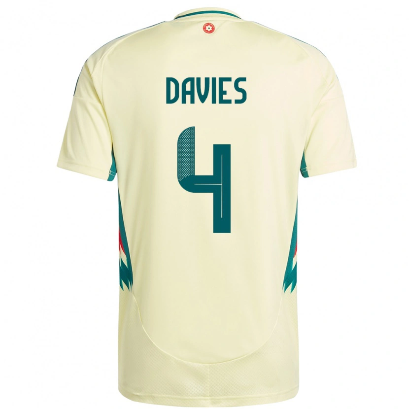 Danxen Herren Wales Ben Davies #4 Beige Gelb Auswärtstrikot Trikot 24-26 T-Shirt Schweiz