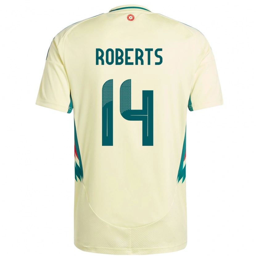 Danxen Herren Wales Connor Roberts #14 Beige Gelb Auswärtstrikot Trikot 24-26 T-Shirt Schweiz