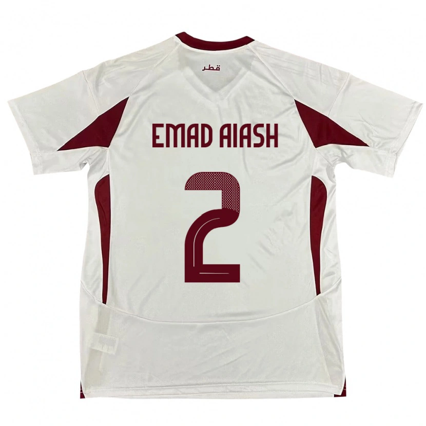 Danxen Herren Katar Mohamed Emad Aiash #2 Weiß Auswärtstrikot Trikot 24-26 T-Shirt Schweiz
