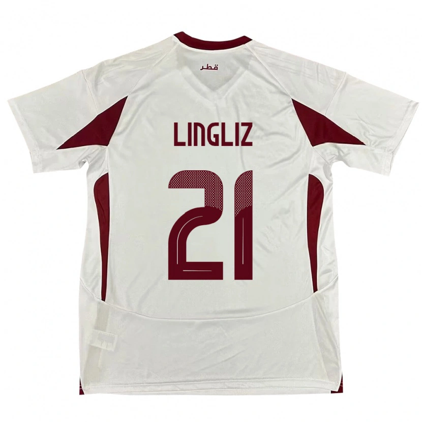 Danxen Herren Katar Mohamed Lingliz #21 Weiß Auswärtstrikot Trikot 24-26 T-Shirt Schweiz