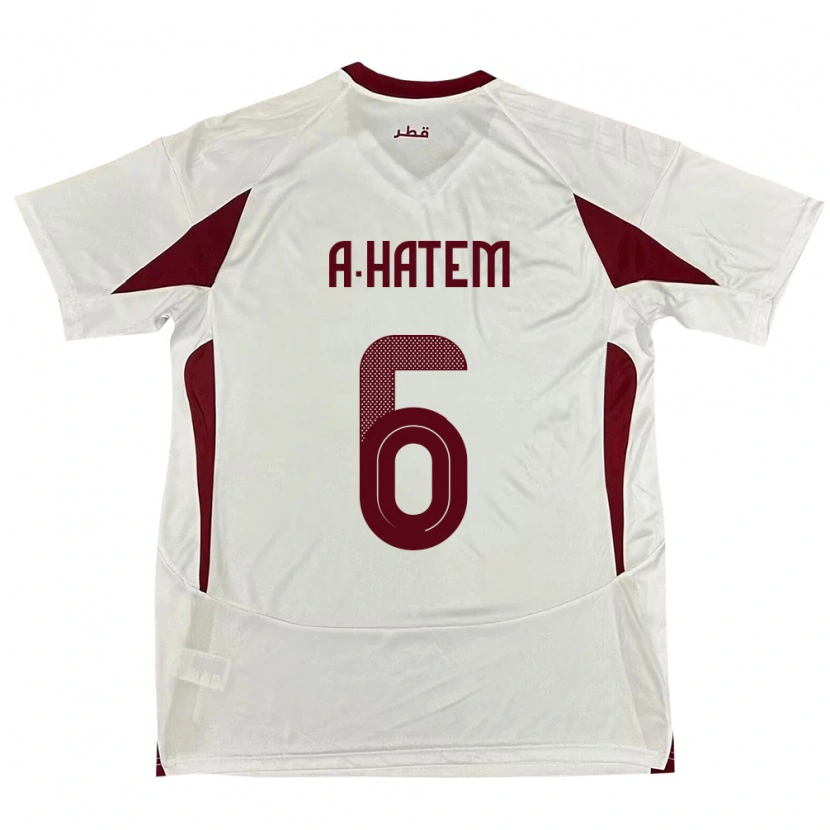 Danxen Herren Katar Abdulaziz Hatem #6 Weiß Auswärtstrikot Trikot 24-26 T-Shirt Schweiz