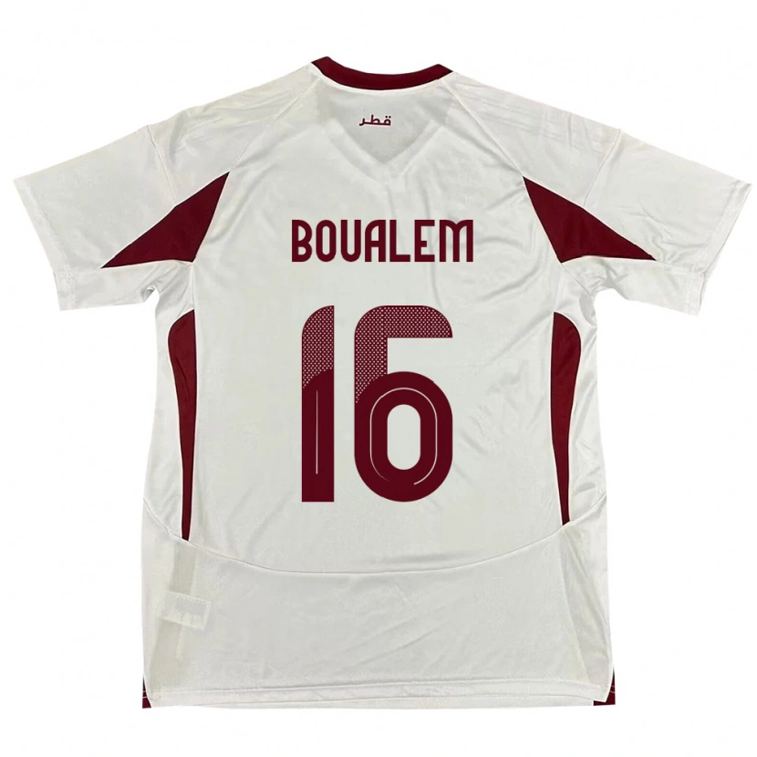 Danxen Herren Katar Boualem Khoukhi #16 Weiß Auswärtstrikot Trikot 24-26 T-Shirt Schweiz
