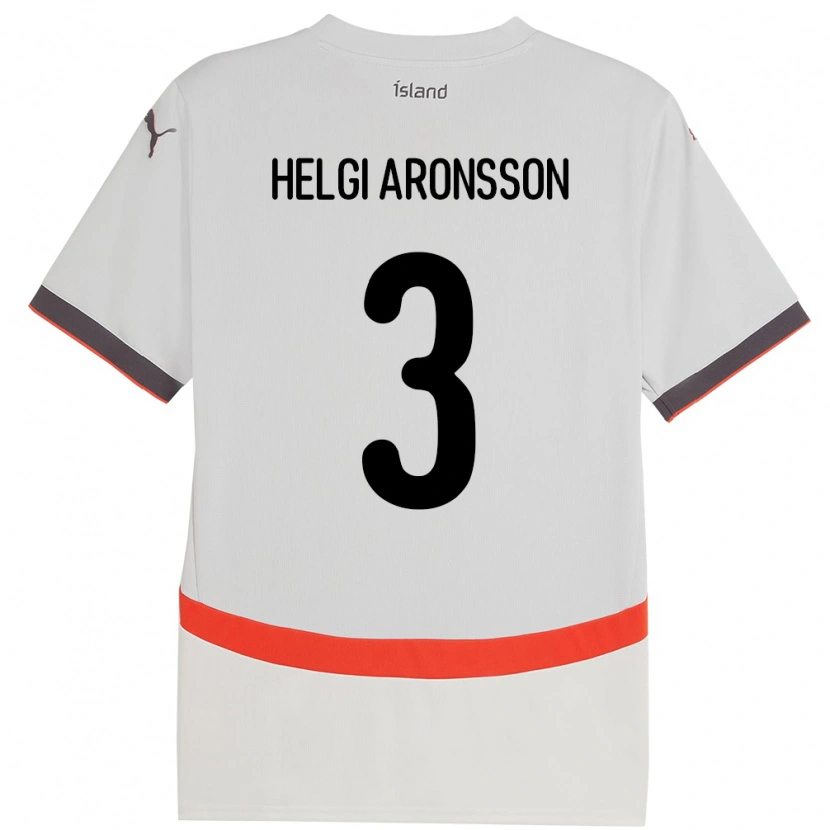 Danxen Herren Island Davíd Helgi Aronsson #3 Weiß Auswärtstrikot Trikot 24-26 T-Shirt Schweiz