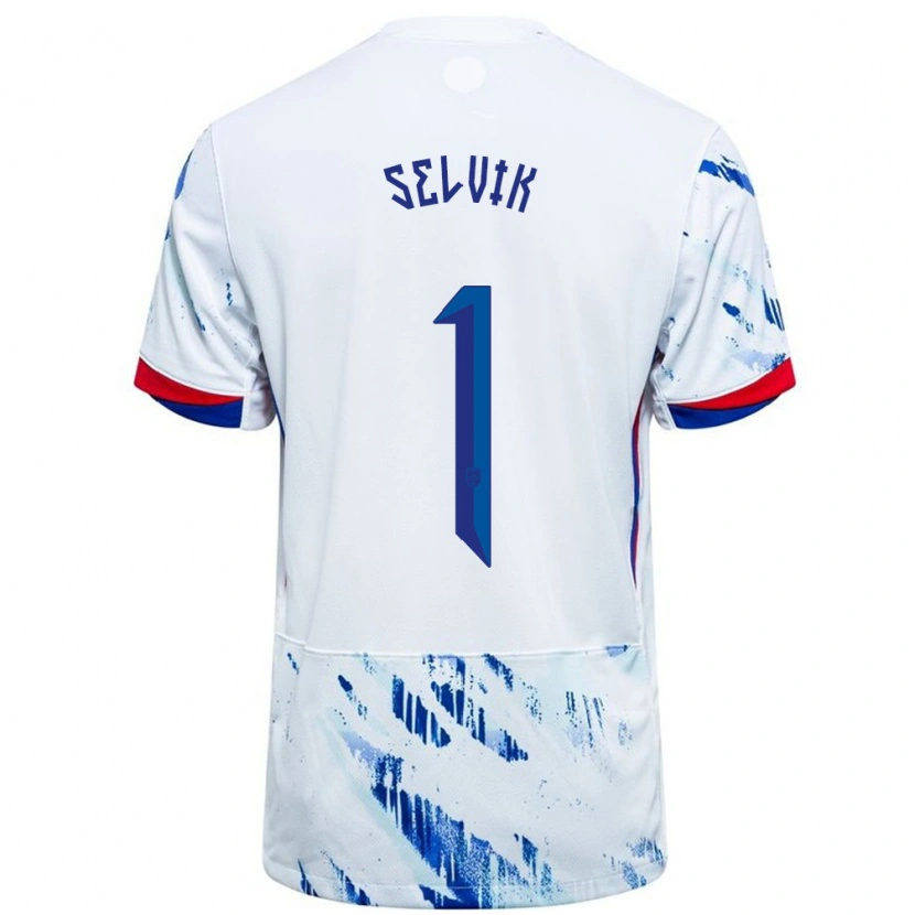Danxen Herren Norwegen Egil Selvik #1 Weiß Blau Auswärtstrikot Trikot 24-26 T-Shirt Schweiz