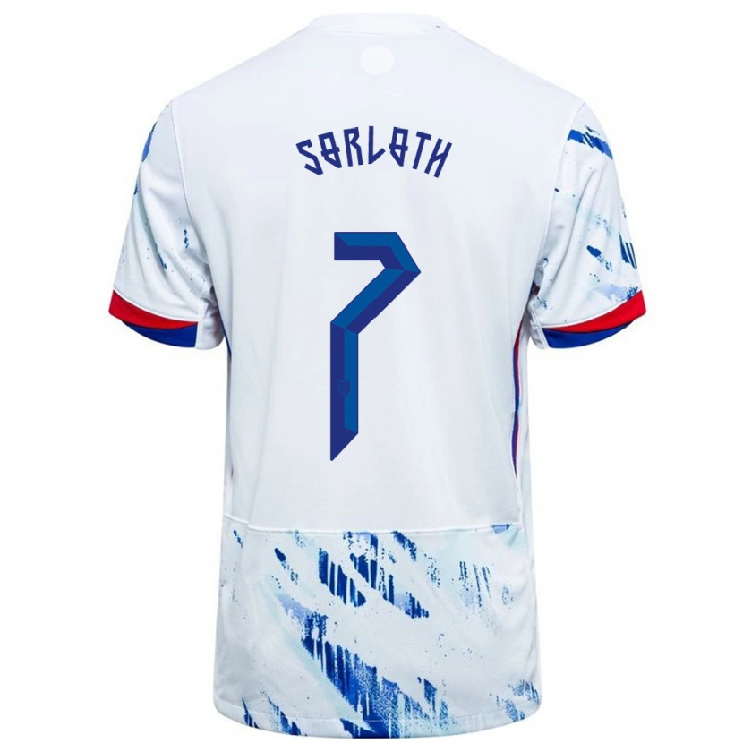 Danxen Herren Norwegen Alexander Sørloth #7 Weiß Blau Auswärtstrikot Trikot 24-26 T-Shirt Schweiz
